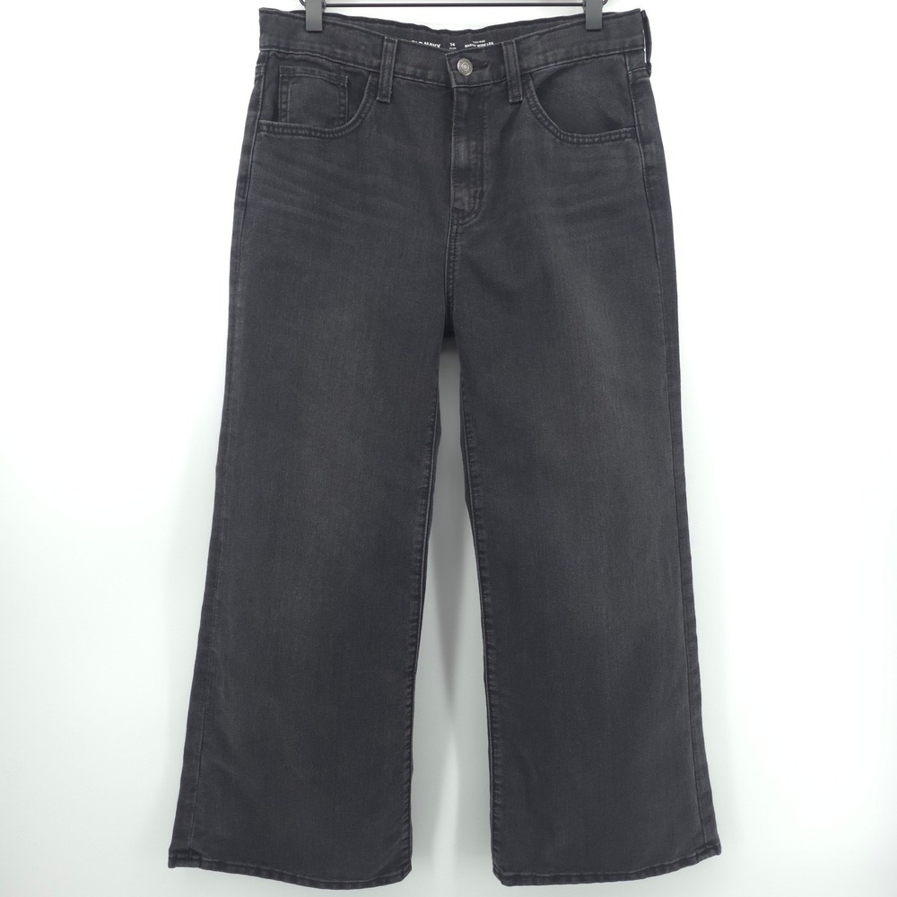 Old Navy Women Jeans Baggy Wide Leg 14 Plus Black High Rise Built-In Tough